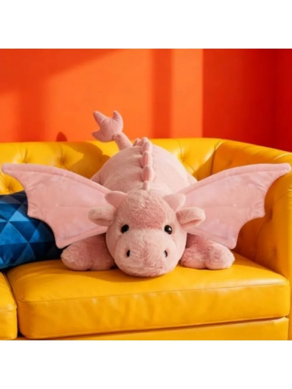 Cute 36in Pink Dragon Plush Toy - Giant Soft Pterosaur Pillow, Cuddly Gift